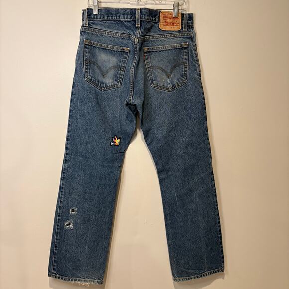 Vintage Levis Jeans 33x32 Blue 517 Bootcut Denim Pants Distressed Western Hippie - Picture 3 of 9